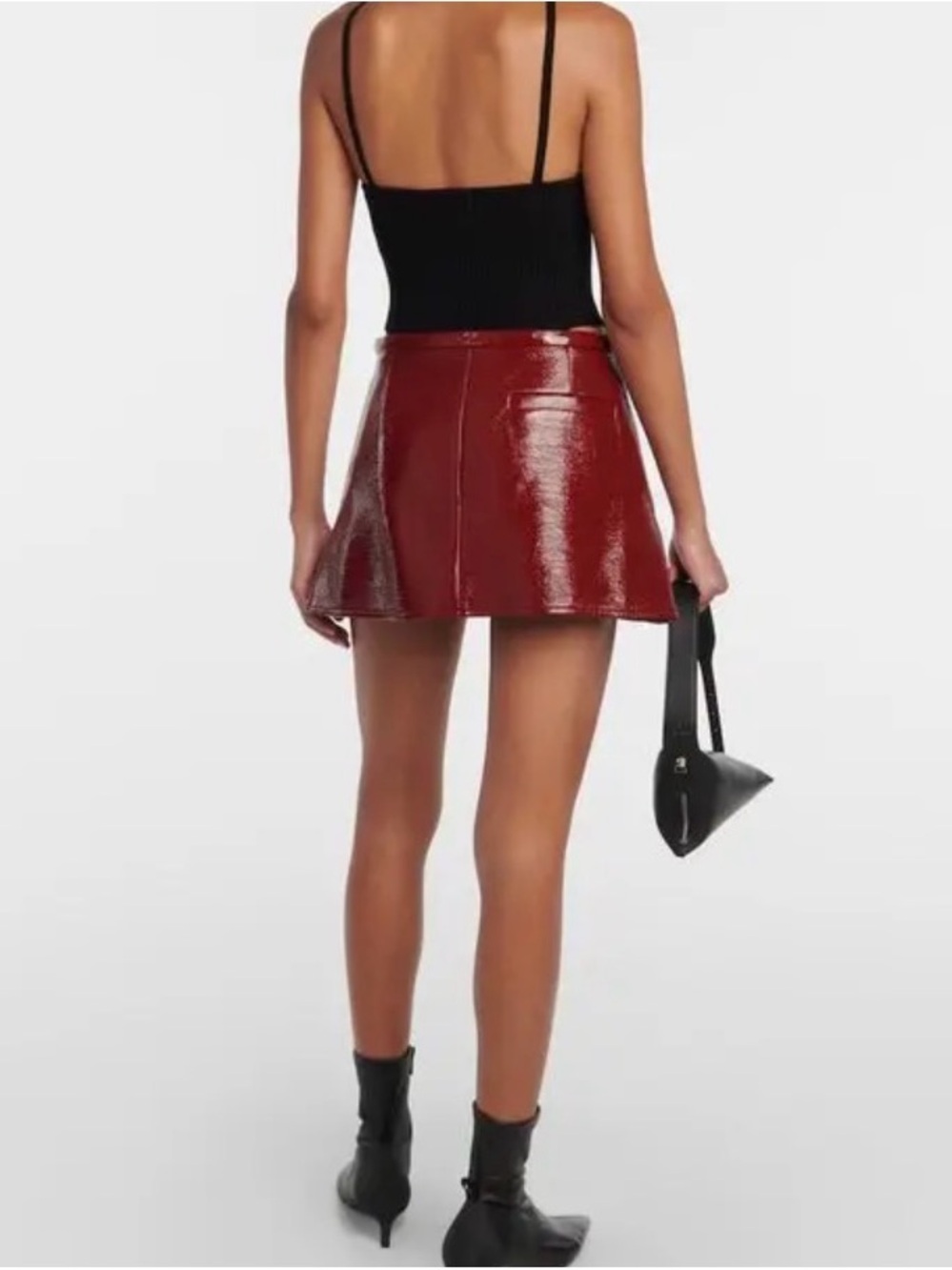 Courrges Vinyl A-Line Mini Skirt Glossy Finish Sleek Space-Age Aesthetic View 2